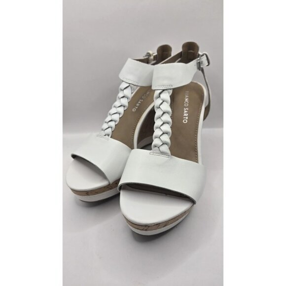 Franco Sarto White Serenity Cork Wedge Heels Size 7.5M - Picture 1 of 9